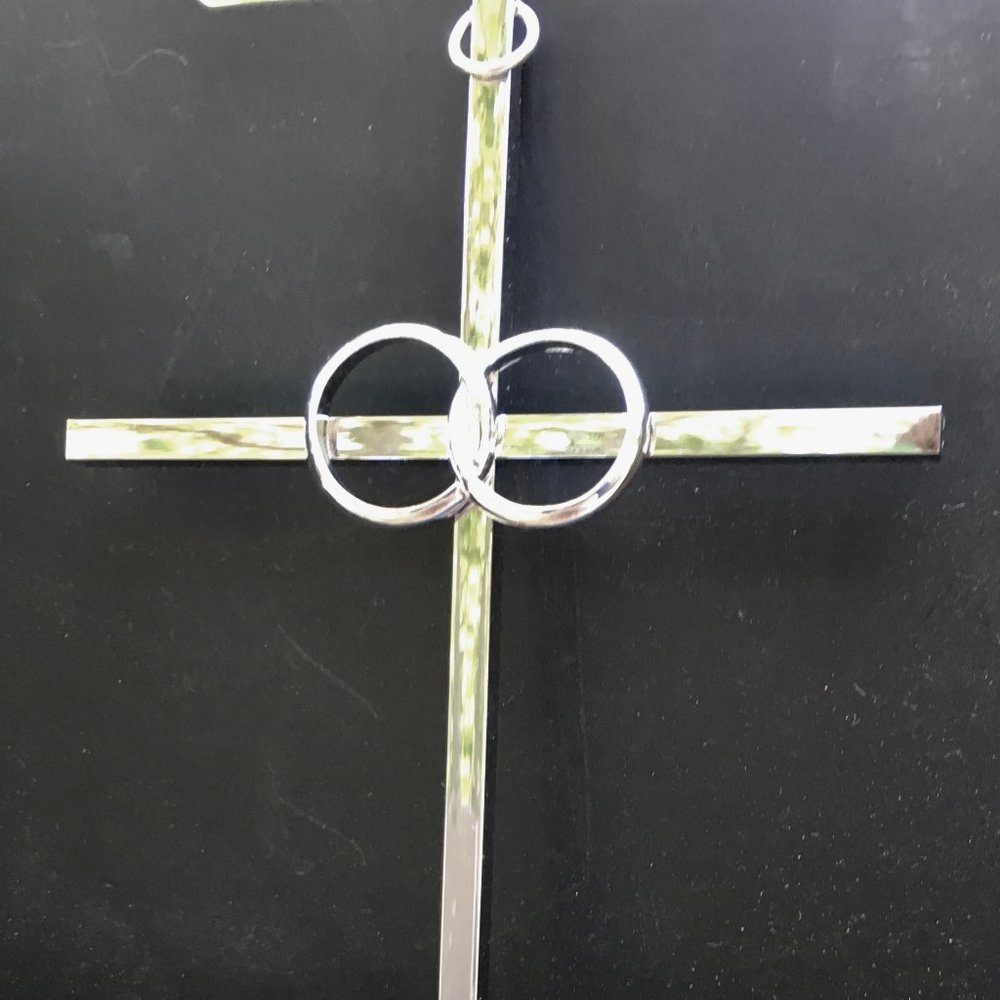 Silver Tone Medal Cana Wedding Cross - Marriage Cross